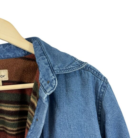 Woolrich Large Shacket Jean Jacket Fleece Lined Button Chore Barn Western Womens - Picture 7 of 16